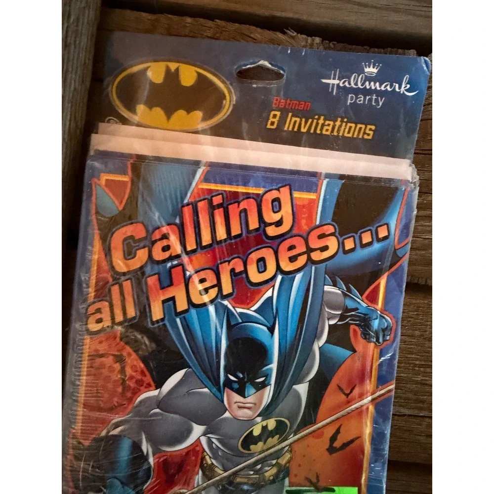 Hallmark Batman Party Invitations Superhero Birthday Cards 8 ct NWT Vintage Hero
